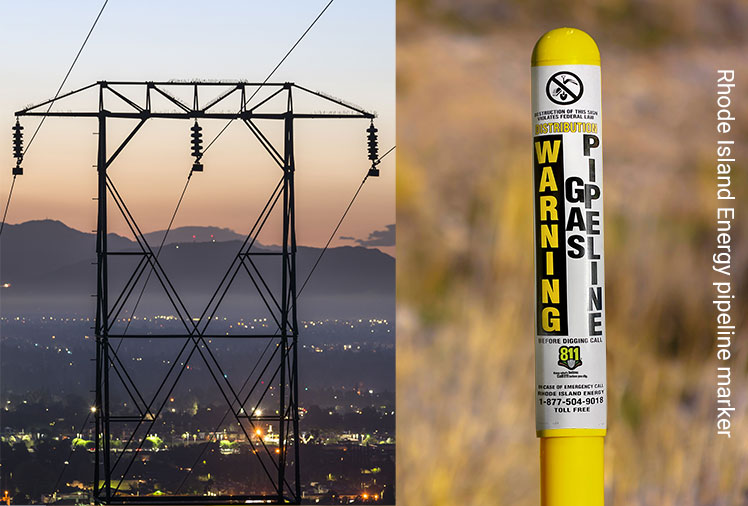 RIE gas pipeline marker and powerlines
